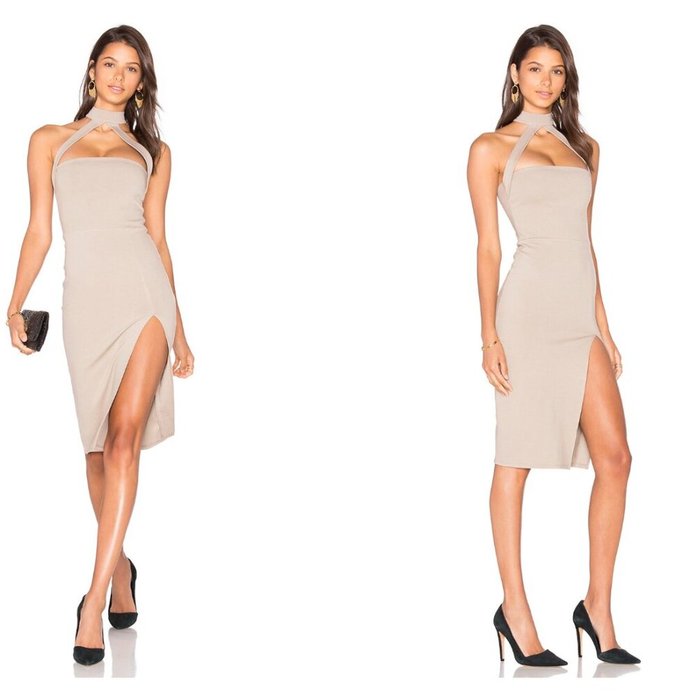 Donna Mizani Cut Out Strapped Mock Midi Dress